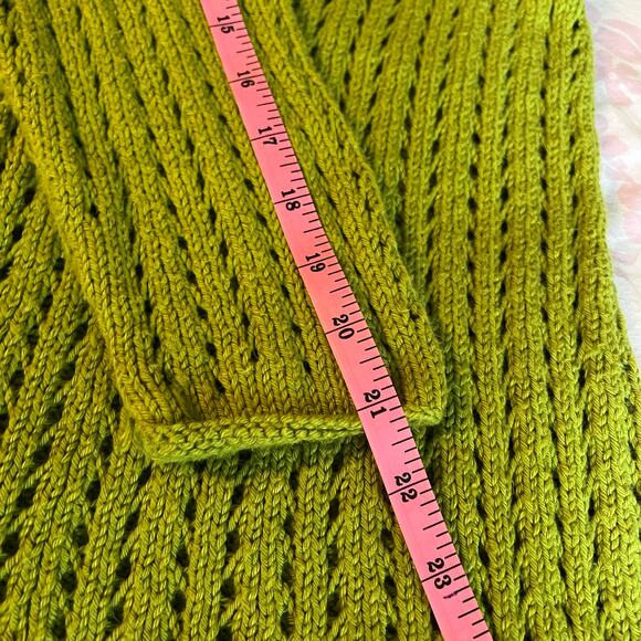Pure Handknit Women's Canadian Loose Knit Cotton Green Sweater Cardigan M - Picture 11 of 11